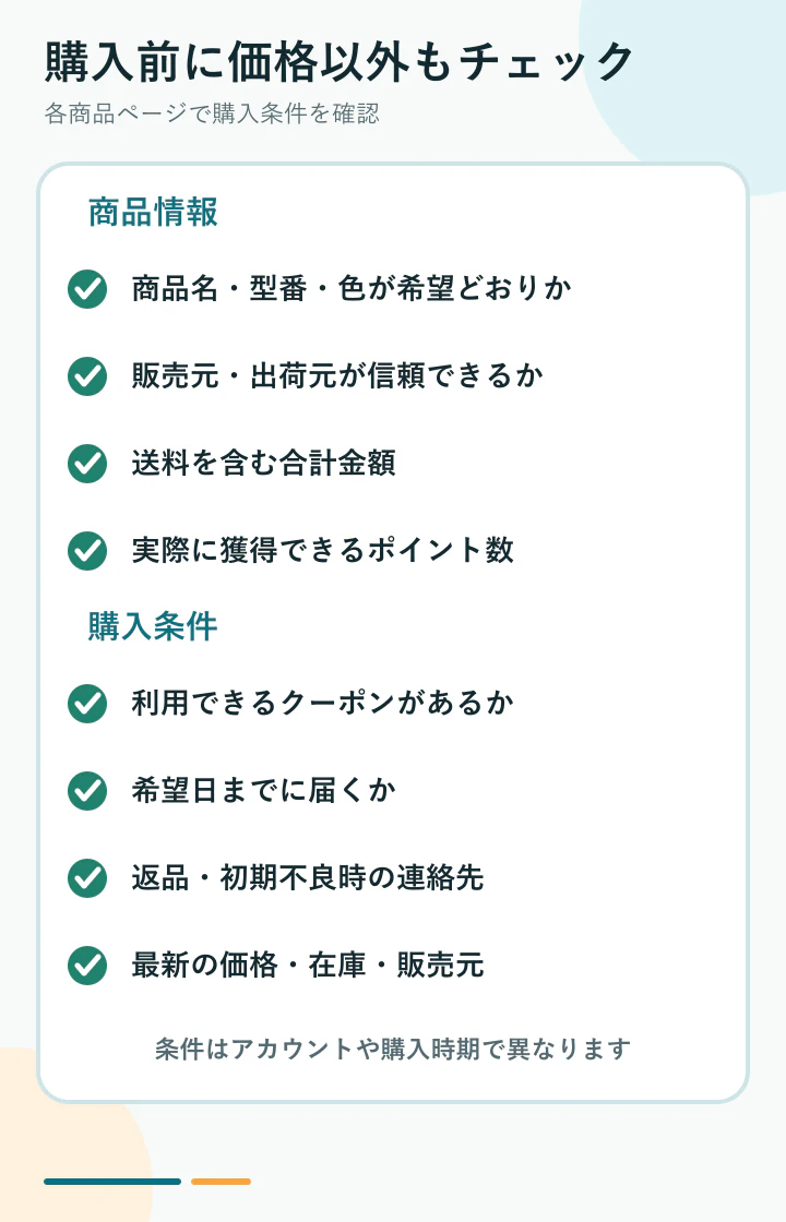 購入前に価格・販売元・購入条件を確認するチェックリスト