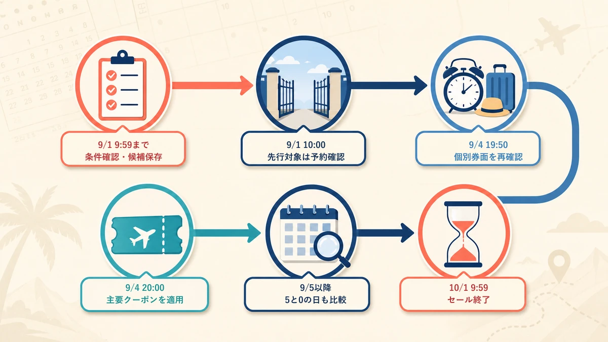 楽天トラベル スーパーSALEで予約するための行動タイムライン