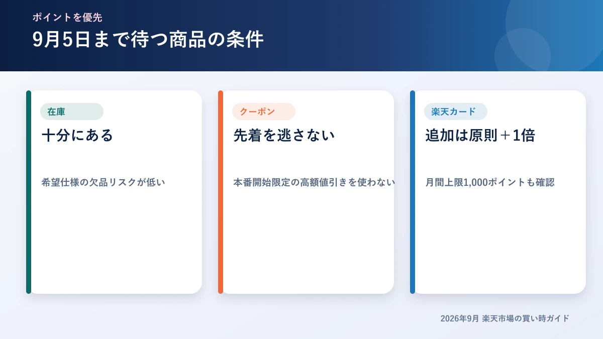 9月5日まで待つべき商品の特徴