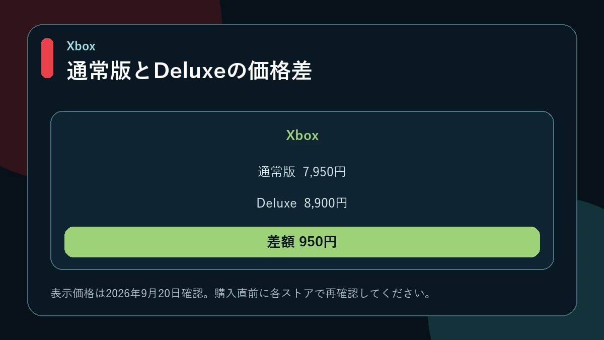 Xbox通常版7,950円とDeluxe 8,900円の950円差