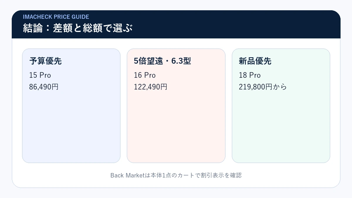 予算・機能・新品優先で選ぶiPhone Pro比較の結論