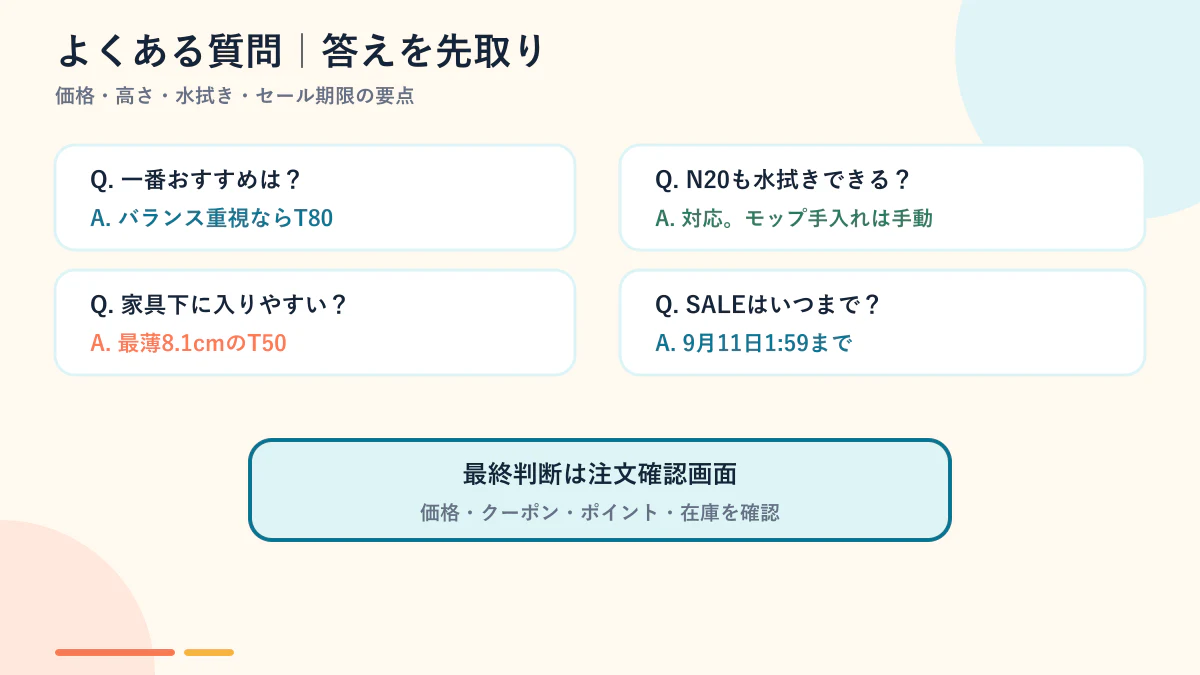 ECOVACS4機種でよくある質問の要点