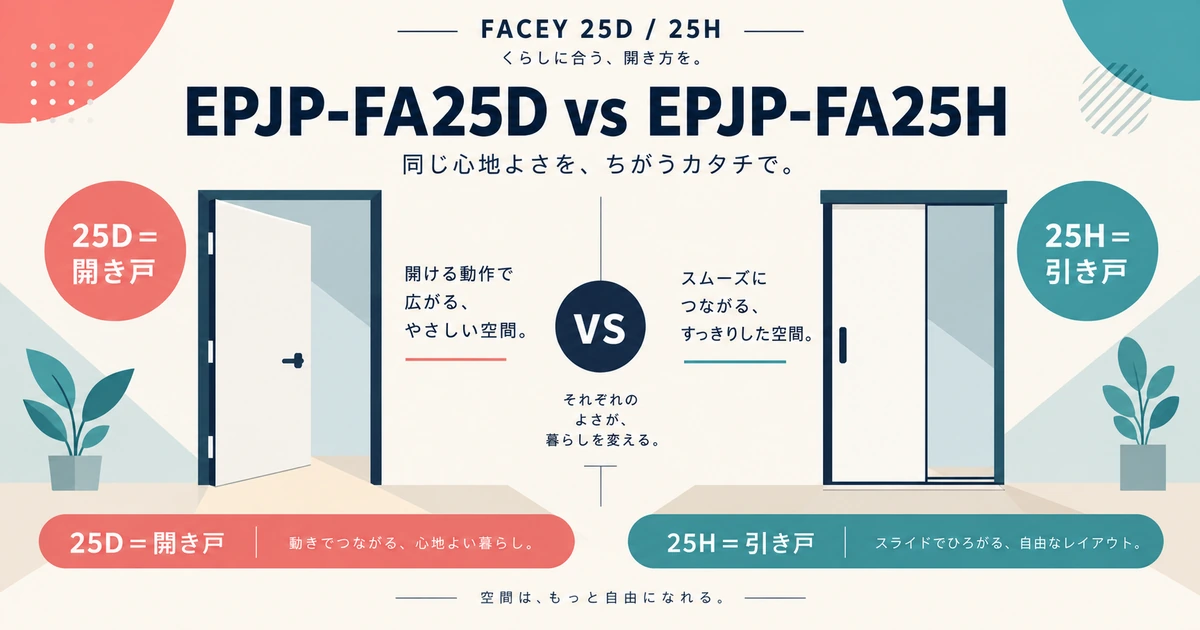EPJP-FA25DとEPJP-FA25Hの違い。25Dは開き戸用、25Hは引き戸用