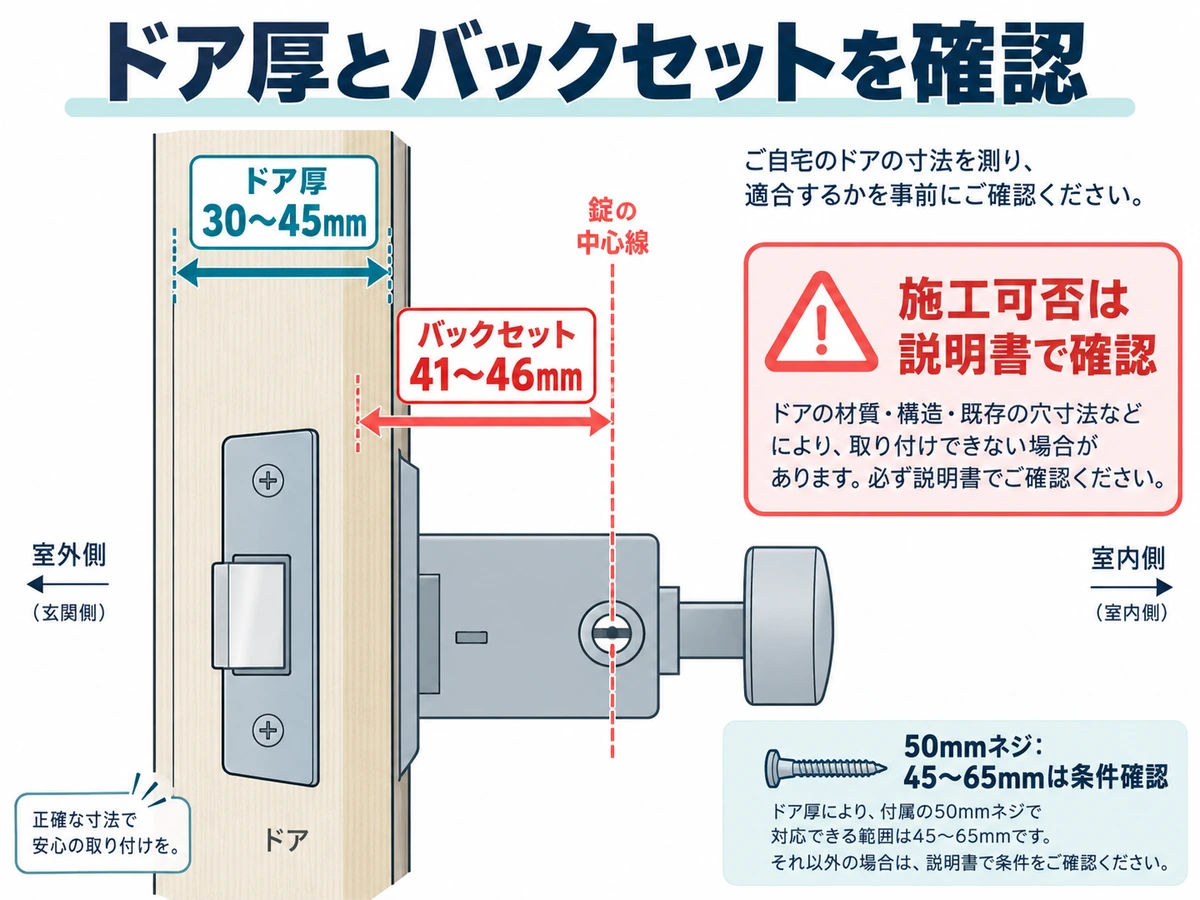 FACEY 25Dのドア厚とバックセット確認方法