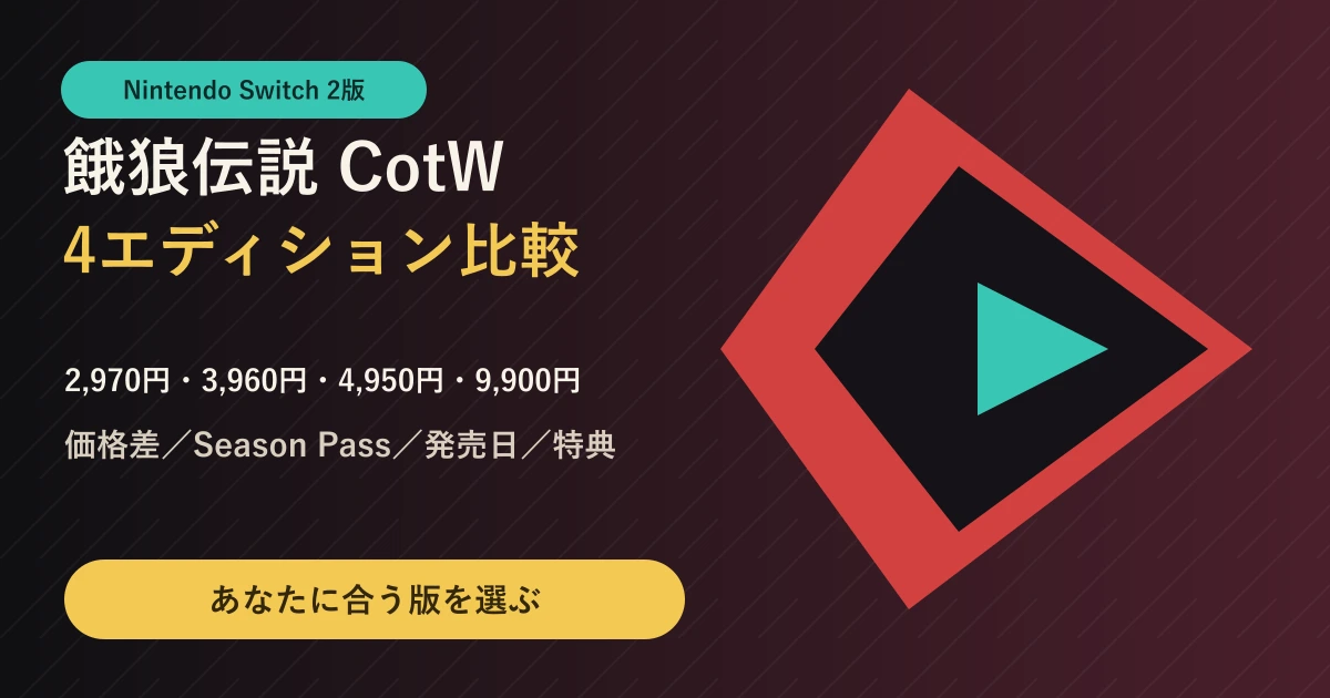 餓狼伝説CotW Nintendo Switch 2版4エディションの価格と違い