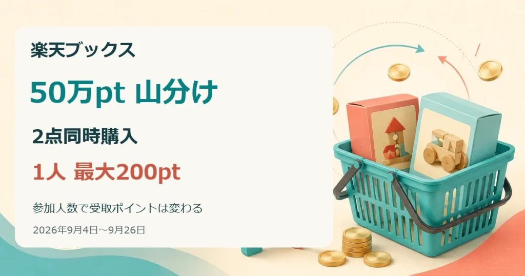 楽天ブックス50万ポイント山分けキャンペーンの条件を解説するイメージ